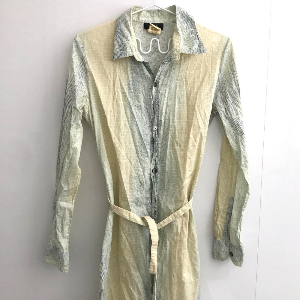 A.P.C. Yellow & Blue Print Cotton Shirt Dress FR40
